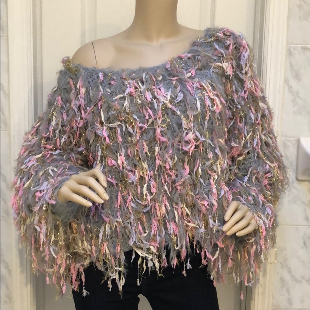 LAST 1! UNICORN RAINBOW FRINGE SWEATER TOP - Picture 6 of 8